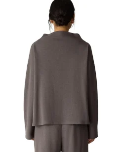 Women Eileen Fisher Waffle Doubleknit Funnel Neck Box Top