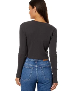 Women Madewell Waffle Knit Crewneck Crop Tee