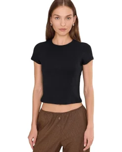 Free People Wait A Minute Baby Tee Anthracite New