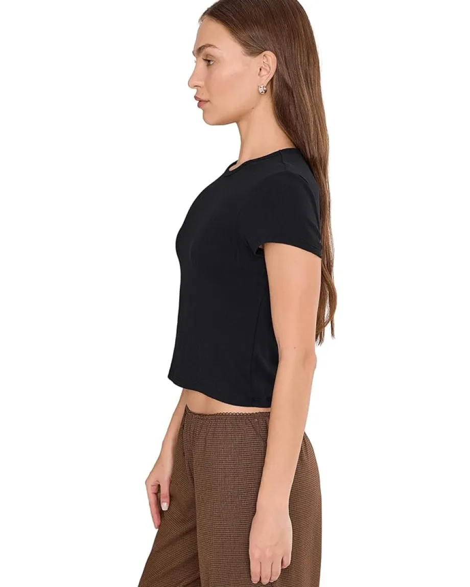 Free People Wait A Minute Baby Tee Anthracite New