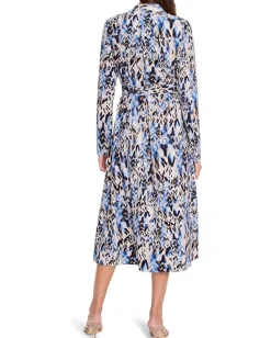 NIC+ZOE Washed Chevron Live In Dress Blue Multi New