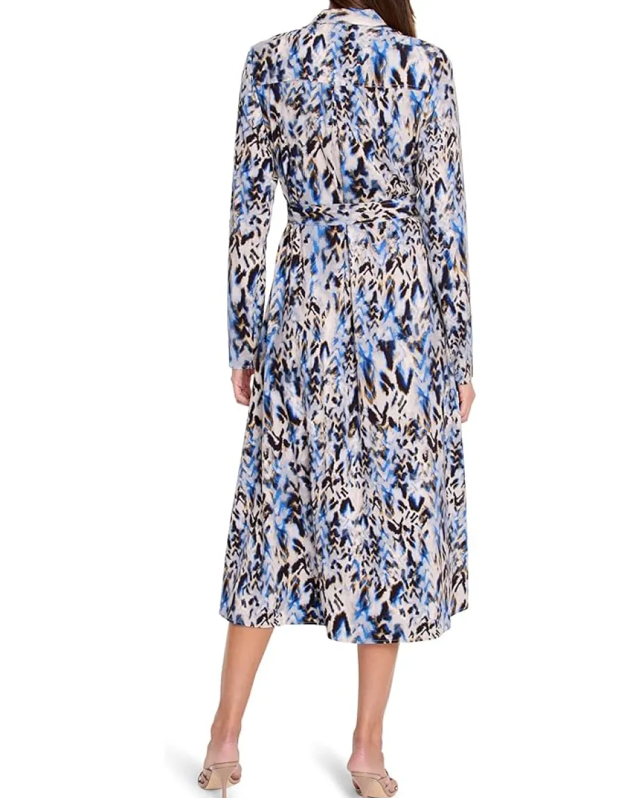 NIC+ZOE Washed Chevron Live In Dress Blue Multi New