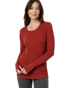 Women Mod-o-doc Washed Cotton Modal Thermal Long Sleeve Crew Neck Tee