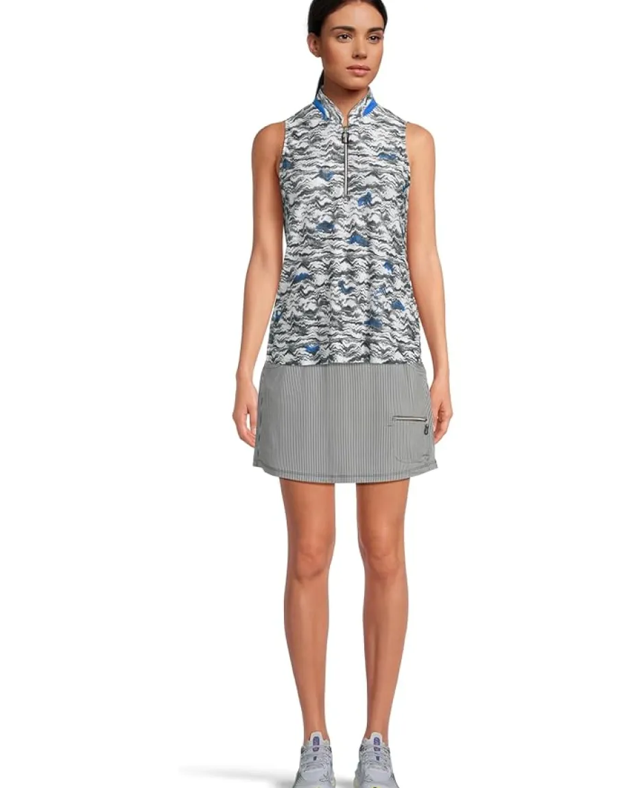 Jamie Sadock Wave Print Crunch Fabrication Sleeveless Top Black Outlet