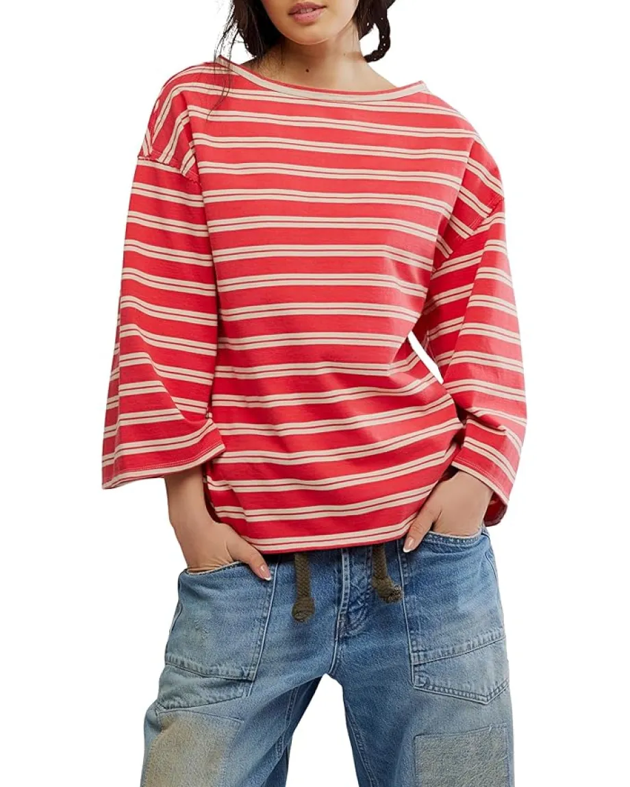 Free People We The Free C'est La Vie Tee Red Combo Best