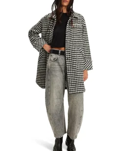 Free People We The Free Get Around Houndstooth Shirt Black/White Online