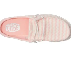 Hey Dude Wendy Slip Terry Stripe Pink/White Clearance