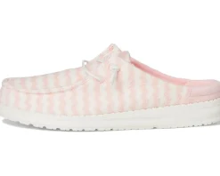 Hey Dude Wendy Slip Terry Stripe Pink/White Clearance
