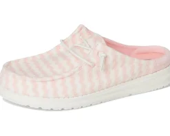 Hey Dude Wendy Slip Terry Stripe Pink/White Clearance
