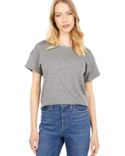 Madewell Whisper Cotton Rib-Crewneck Tee Heather Iron Best