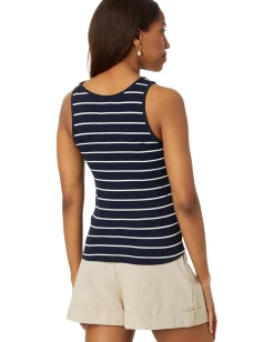 Women NIC+ZOE Wide Stripe Rib Knit High Neck Tank