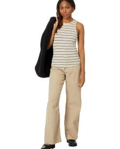 NIC+ZOE Wide Stripe Rib Knit High Neck Tank Neutral Multi Online