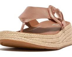 FitFlop Women's F-Mode Espadrille Adj. Leather Flatform Toe-Thongs New