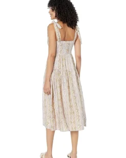 Women MOON RIVER Woven Printed Dress with Tied Straps