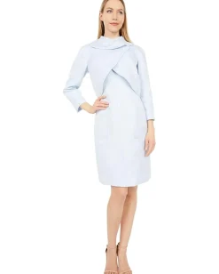 Tahari by ASL Wrap Jacket and Dress Set Blue Multi Floral Clearance