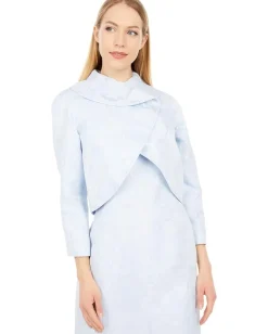 Tahari by ASL Wrap Jacket and Dress Set Blue Multi Floral Clearance