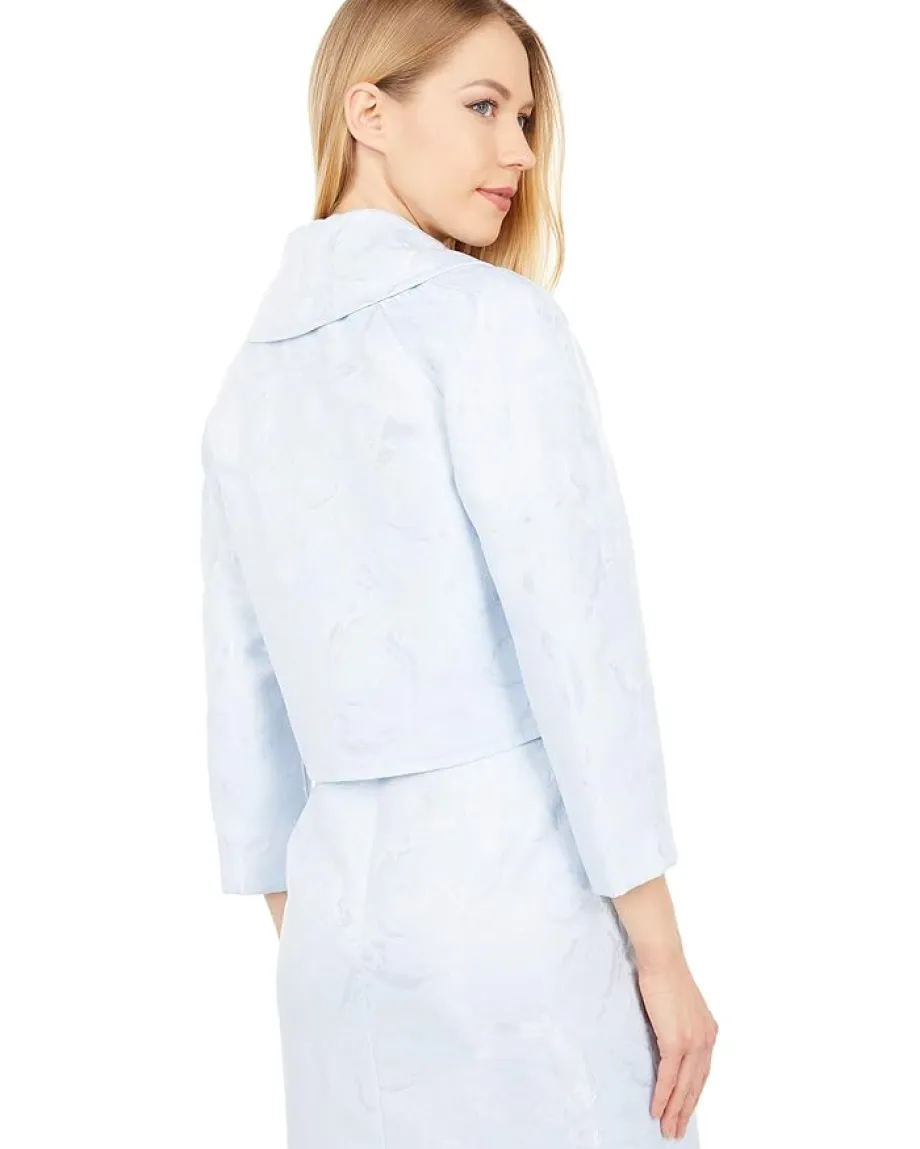 Tahari by ASL Wrap Jacket and Dress Set Blue Multi Floral Clearance