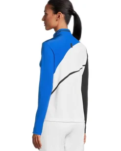 Jamie Sadock Wrapped Print Long Sleeve 1/4 Zip Top Electric Blue Discount