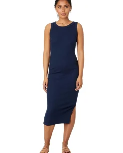 Michael Stars Wren Midi Dress with Slit Nocturnal Clearance