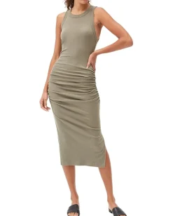Michael Stars Wren Ultra Rib Midi Dress w/Slit Olive New