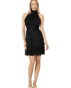 Lilly Pulitzer Wyn Dress Noir Metallic Knit Crinkle Hot