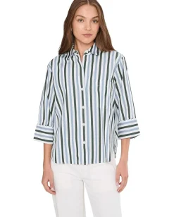 Women Madewell Y Neck Shirt With Adjustable Sleeve