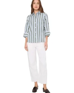 Women Madewell Y Neck Shirt With Adjustable Sleeve