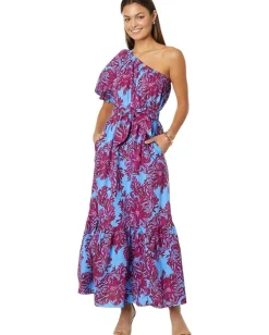 Lilly Pulitzer Zelalynn One Shoulder Cotton Abaco Blue Feel Like A Shellebrity Outlet
