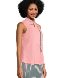 Jamie Sadock Zen Print Sleeveless Polo Azalea Pink