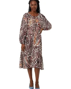 Tommy Bahama Zen Zebra Midi Dress Double Chocolate New