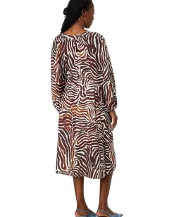 Tommy Bahama Zen Zebra Midi Dress Double Chocolate New