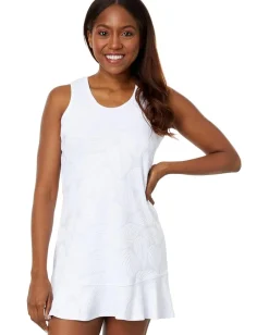 Tail Activewear Zinnia Racerback Flounce Dress Fading Leaves Chalk New