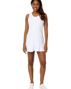 Tail Activewear Zinnia Racerback Flounce Dress Fading Leaves Chalk New