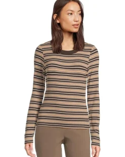 Michael Stars Zola Long Sleeve Crew Tee Neutral Stripe Best