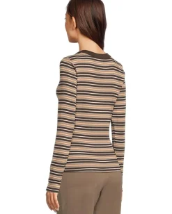 Michael Stars Zola Long Sleeve Crew Tee Neutral Stripe Best