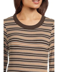 Michael Stars Zola Long Sleeve Crew Tee Neutral Stripe Best